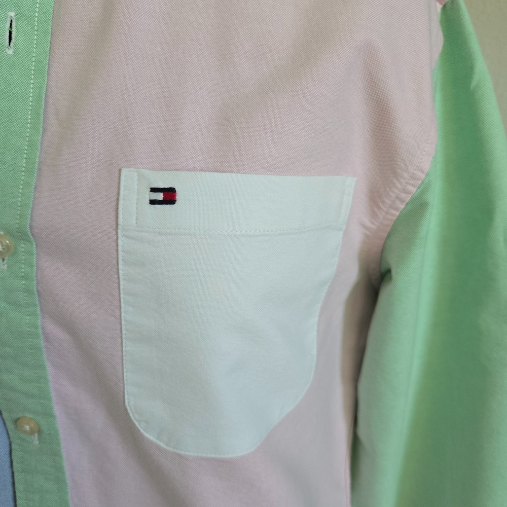 Tommy Hilfiger Mens Colorblock Button Up Shirt Sz Large Long Sleeves Preppy - Picture 3 of 9